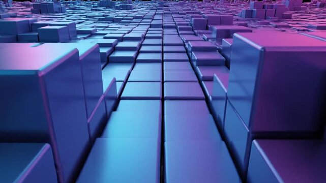 Purple and blue 3D block pattern.