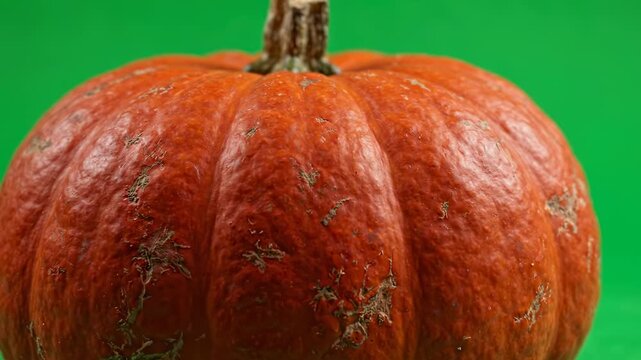 Zooming in on an orange pumpkin