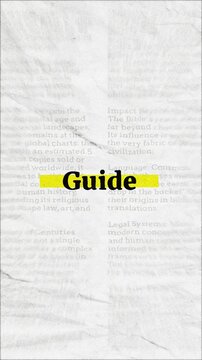 Guide text - on yellow banner over vintage minimalist white newspaper background