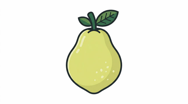 Vector Illustration of a Fresh Guava Fruit with Leaves Isolated on White Background for Healthy Eating Concept