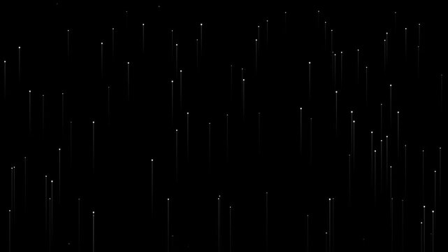 Abstract Digital Rain Falling on Black Background