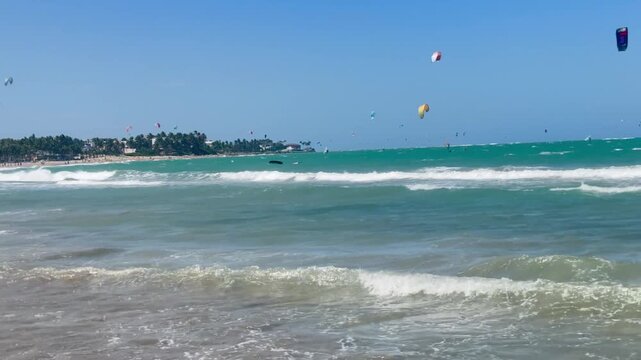 kite surfing on Cabarete beach, Dominican Republic