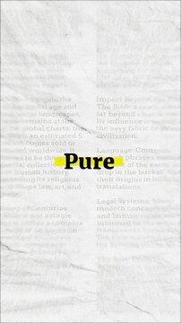 Pure text - on yellow banner over vintage minimalist white newspaper background