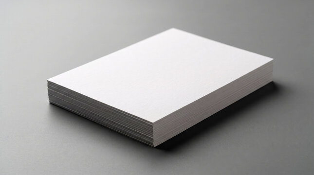 Stack of blank white paper sheets on a gray surface