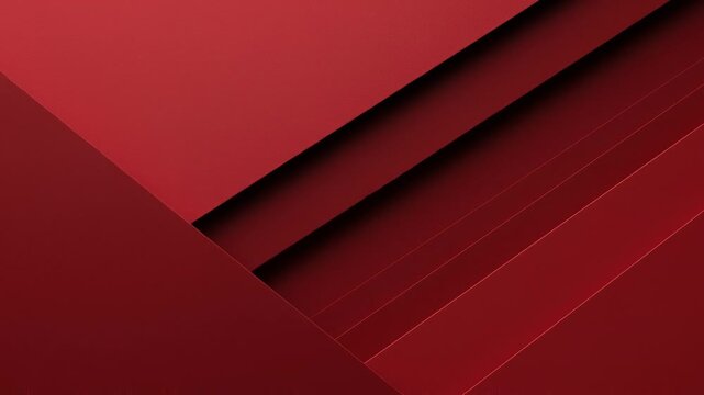 Abstract Geometric Background Featuring Deep Red Layered Paper Shapes With Clean Minimalist Parallel Diagonal Lines