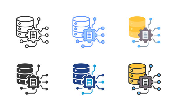 Data Processing Icon Set Multiple Style Collection