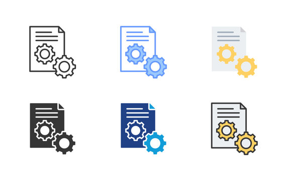 File Processing Icon Set Multiple Style Collection