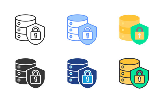 Database Security Icon Set Multiple Style Collection