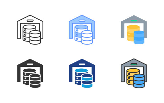 Data Warehouse Icon Set Multiple Style Collection