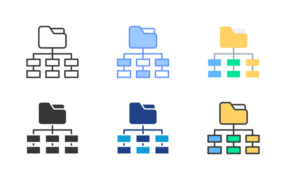 Folder Structure Icon Set Multiple Style Collection