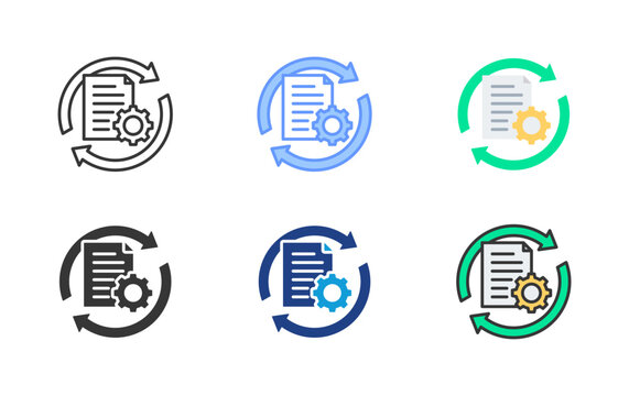 Document Processing Icon Set Multiple Style Collection