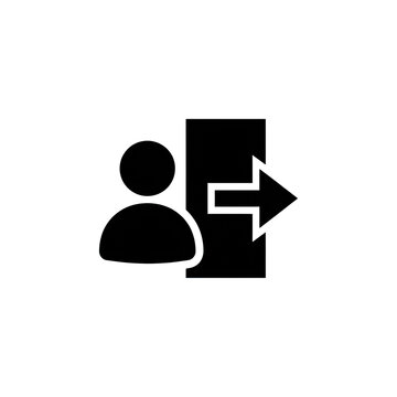 Black exit log out icon with arrow and door symbol isolated on transparent background.