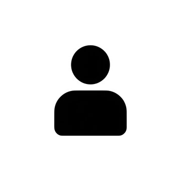 Black user profile icon with person symbol isolated on transparent background.