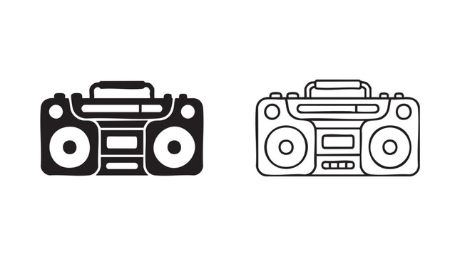 boombox silhouette design, vector illustration, music icon