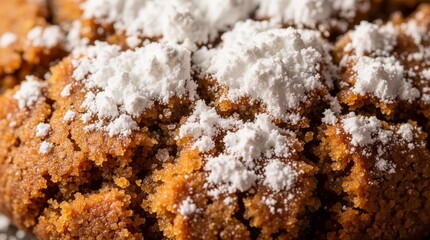 Fototapeta premium Gingerbread Crust Powdered Sugar Macro Texture