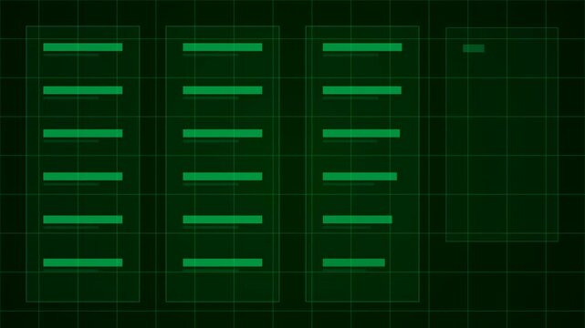 Green Skeleton Loading List Animation On Digital Grid Background