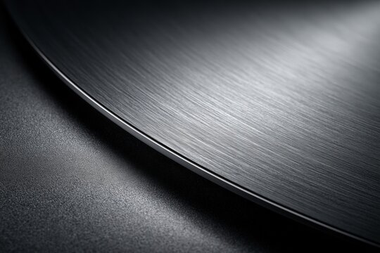 Brushed metal texture background with curved sandblasted matte steel surface