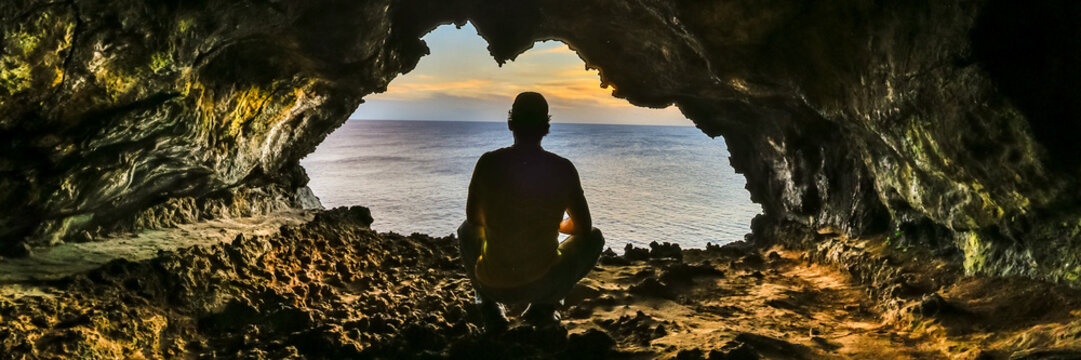 Ana Kakenga, Cave of the Two Windows, Overlooking the Pacific Ocean on Easter Island, Rapa Nui, Chile