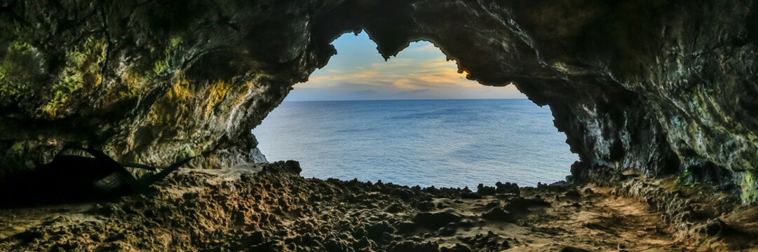 Ana Kakenga, Cave of the Two Windows, Overlooking the Pacific Ocean on Easter Island, Rapa Nui, Chile