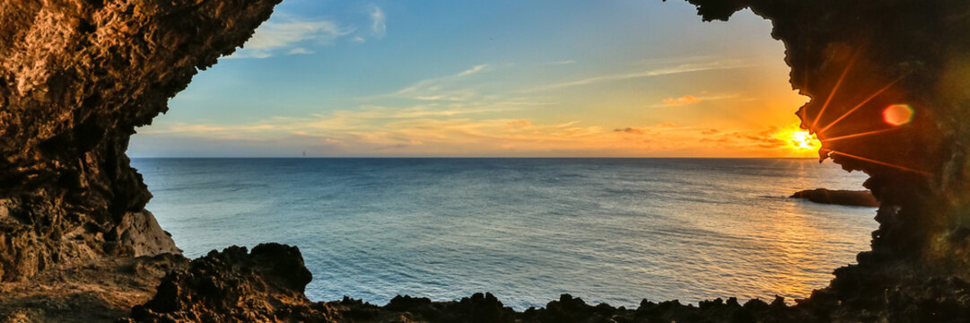 Ana Kakenga, Cave of the Two Windows, Overlooking the Pacific Ocean on Easter Island, Rapa Nui, Chile