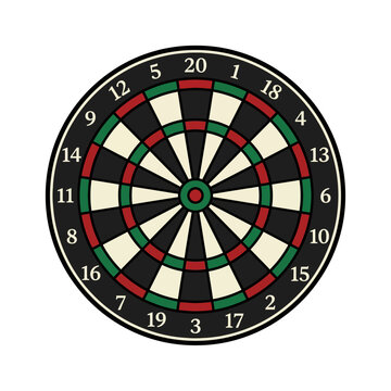 Classic dartboard vector illustration isolated on white background representing target goal and business strategy