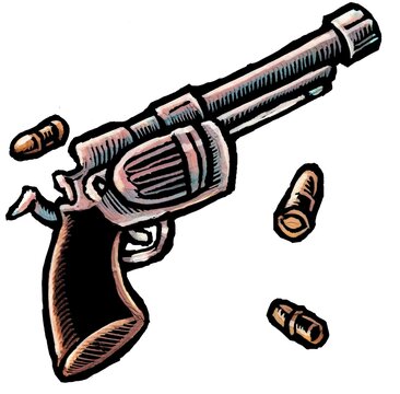 handgun with three bullets