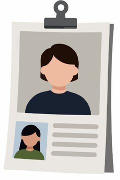 Printed vision board plan with portrait and profile clipped to a dim board vector illustration hand traced design showing planning and goal setting concept
