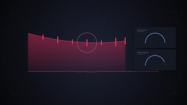 High-tech financial motion graphic visualizing economic vulnerability, market risk, and recession stress test with fracturing support lines and volatile data indicators. Premium 8-second 4K seamless l