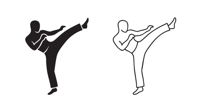 capoeira kick pose vector art, martial arts illustration