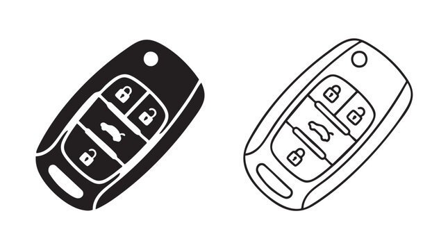 car key fob icon set, automotive access device