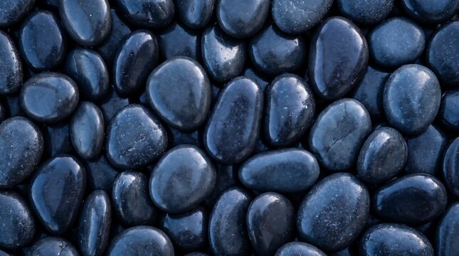 Dark wet river pebbles texture background pattern abstract natural water stone stones ground rock material design composition close-up view seamless repeatable texture
