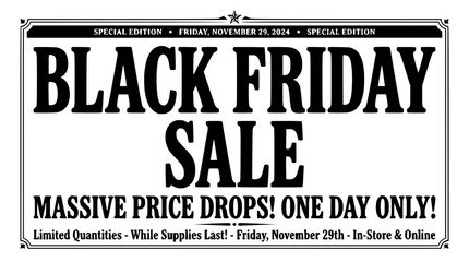 Obraz premium Black Friday Sale Typography Sign on Transparent Background