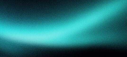 Abstract turquoise light wave on black background, grainy teal gradient texture with soft glow. Ethereal cyan light trail for cinematic backdrop. Modern neon blue blur for digital wallpaper. © VEXLO