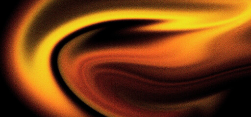 Abstract liquid fire texture with glowing orange and yellow swirls on black background. Dynamic flame motion blur and heat wave effect. Vibrant energy flow for cinematic posters and digital art. © VEXLO