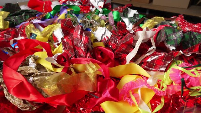 Christmas waste. Broken Christmas decorations, Broken light sets