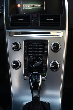 Modern Center Console and Dashboard Control Panel Interior of a Volvo V40