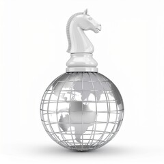 Naklejka premium Business Strategy Chess Knight Globe