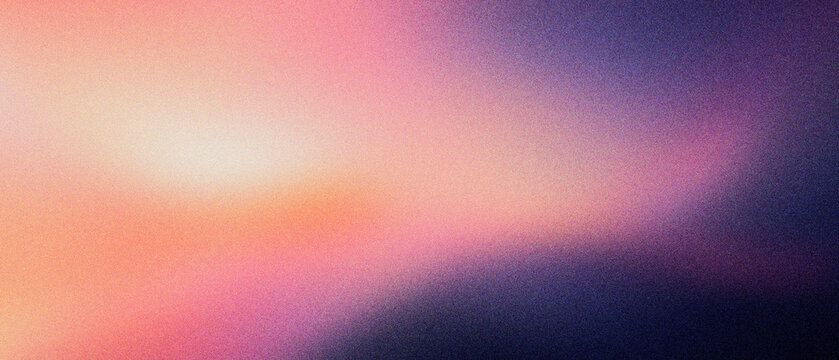 Grainy gradient background with soft pink and purple hues. Abstract blurred texture with ethereal light leak effect. Dreamy colorful backdrop for modern web design and social media templates.