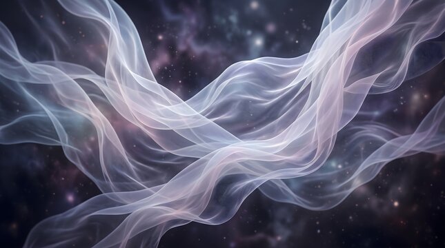 Translucent vapor sheets folding like weightless fabric