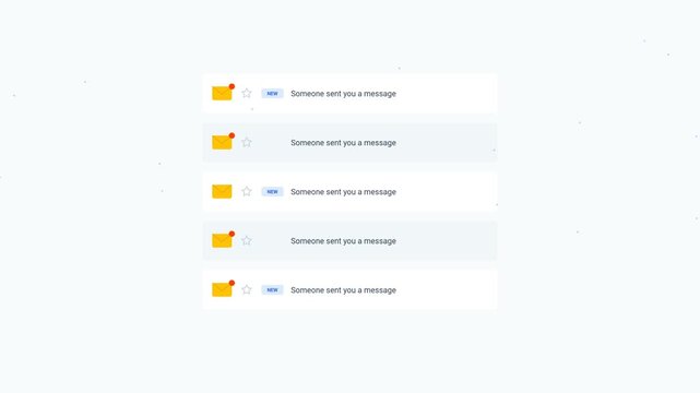 Animated Digital Inbox Notification Interface Concept with Yellow Envelope and Red Dot