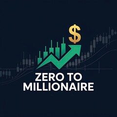Fototapeta premium Zero To Millionaire - Financial Growth Logo with Arrow and Dollar Symbol Design