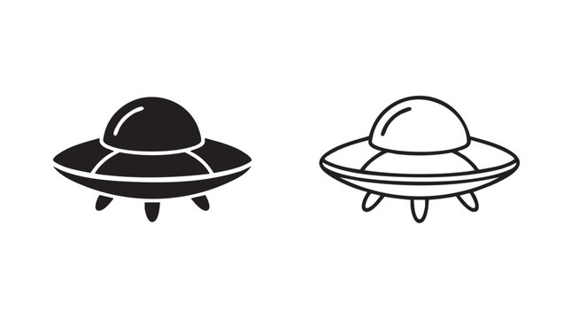 alien flying saucer vector icon set featuring graphic