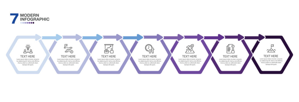 Infographic with 7 steps, process or options.