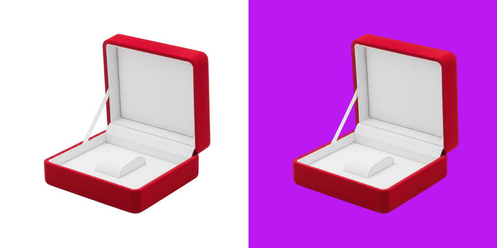 Open empty red velvet jewelry box for luxury watch or elegant gift presentation