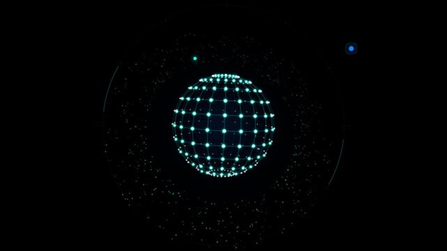 Digital globe composed of interconnected nodes against a starry space background