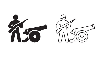 Naklejka premium army pieces vector icon set. military equipment