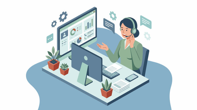 Call agent woman help desk support office service staff online work lady chat assistant icon team