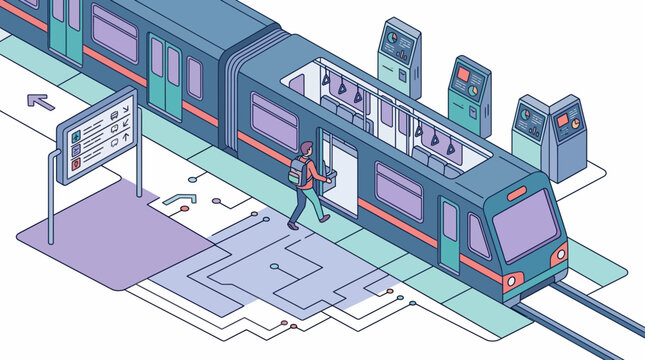 Subway Metro Train Station Platform Commuter Boarding Urban City Travel Daily Public Transit Transport Rail Map