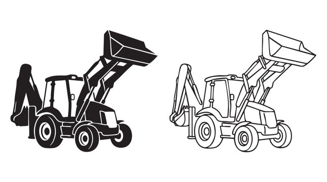 backhoe loader vector silhouette design