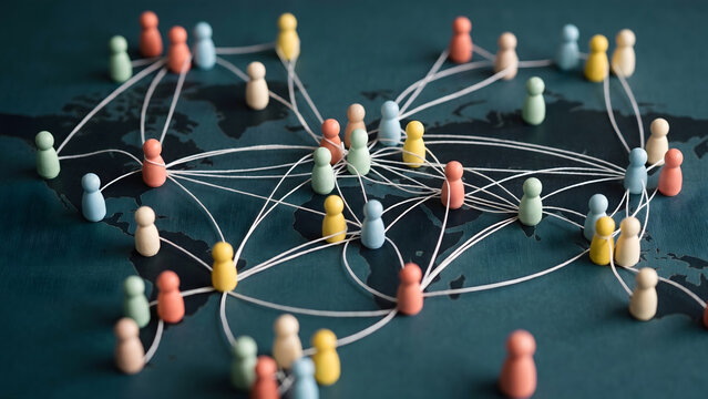Global Networking Concept Map with Connected People Figures